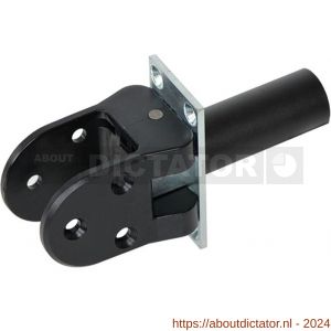 Hawgood deurveerscharnier 41K bevestigingsplaat verzinkt deurdikte 40 mm met vaststelling schoen kunststof zwart - D10100278 - afbeelding 1