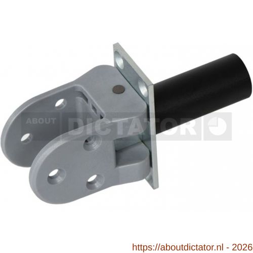 Hawgood deurveerscharnier 41K bevestigingsplaat verzinkt deurdikte 35 mm met vaststelling schoen kunststof grijs - D10100280 - afbeelding 1