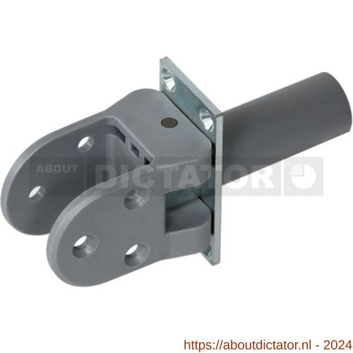 Hawgood deurveerscharnier 40K bevestigingsplaat verzinkt deurdikte 40 mm met vaststelling schoen kunststof grijs - D10100210 - afbeelding 1